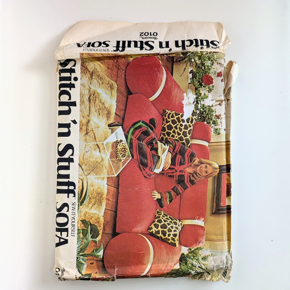 Uncut Stitch N Stuff Sofa Sewing Pattern Butterick 0102 Vintage 70s Danish MCM
